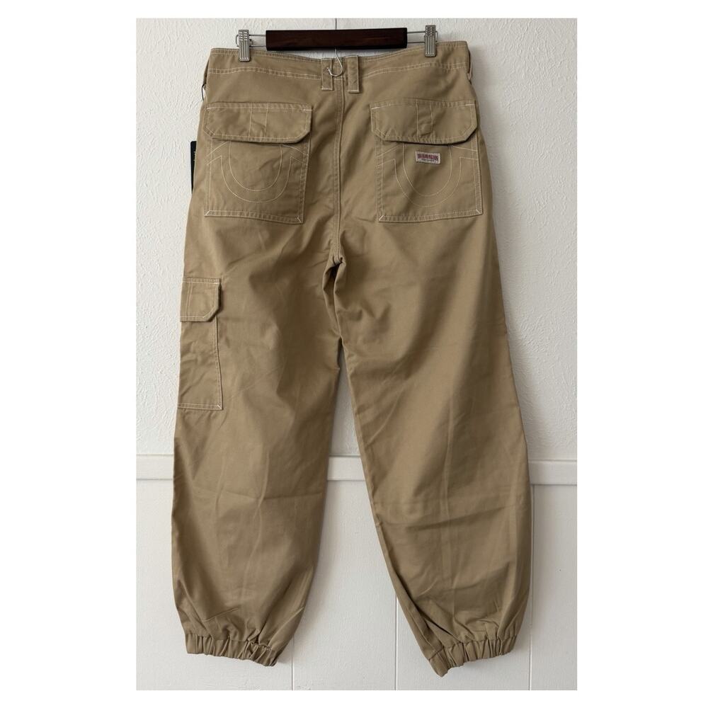 True Religion Bobbi Baggy Cargo Jogger Pants Women’s 30 Khaki Tan NWT - Picture 3 of 9